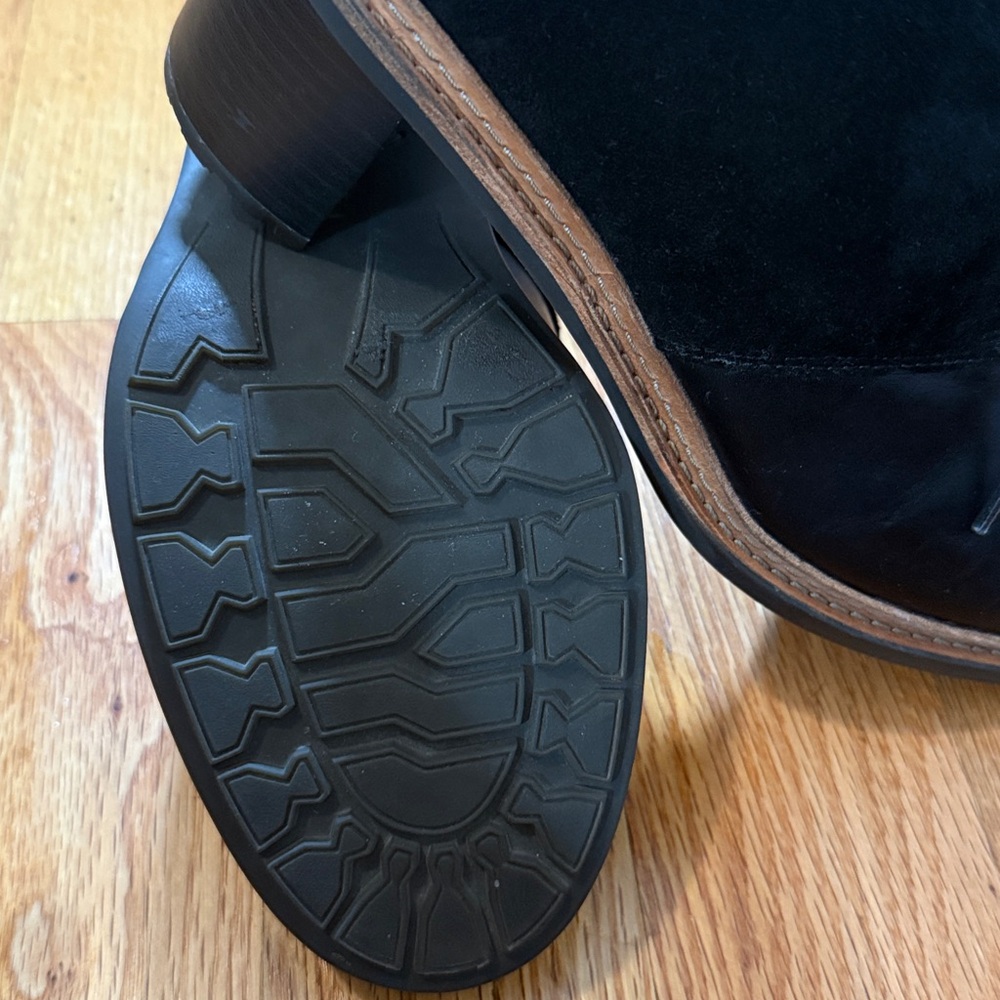 Clarks Trace Glow Black Leather And Suede Ankle Booties Size 10 - Picture 6 of 9